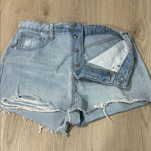 Wild Fable Light Blue Button-Fly Jean Shorts